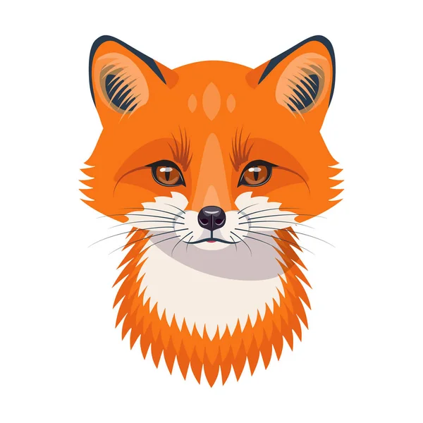 Grappige Red Fox Gezicht Hoofd Geïsoleerd Witte Achtergrond Tekenfilm Schattig — Stockvector