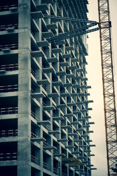 Výstavba Moderní Obytné Budovy Byty Prodej Vysoká Budova Výhled Moře — Stock fotografie