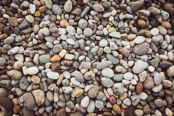 Hintergrund Der Kieselsteine Abstrakte Steintapeten Auf Dem Ozean Bunte Kieselsteine — Stockfoto