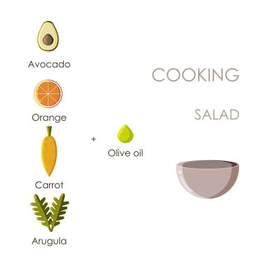 Yemek salatası. Düz vektör çizimi. Basit bir çizgi film ikonu tasarım yiyeceği. sağlıklı beslenme kavramı.