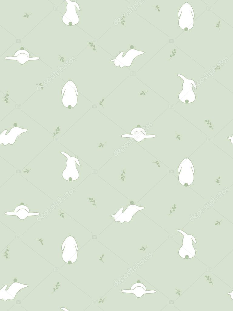 Easter bunnies. Modern, cute silhouettes of rabbits. Forest animals. Graphic hare. Children's, spring print.