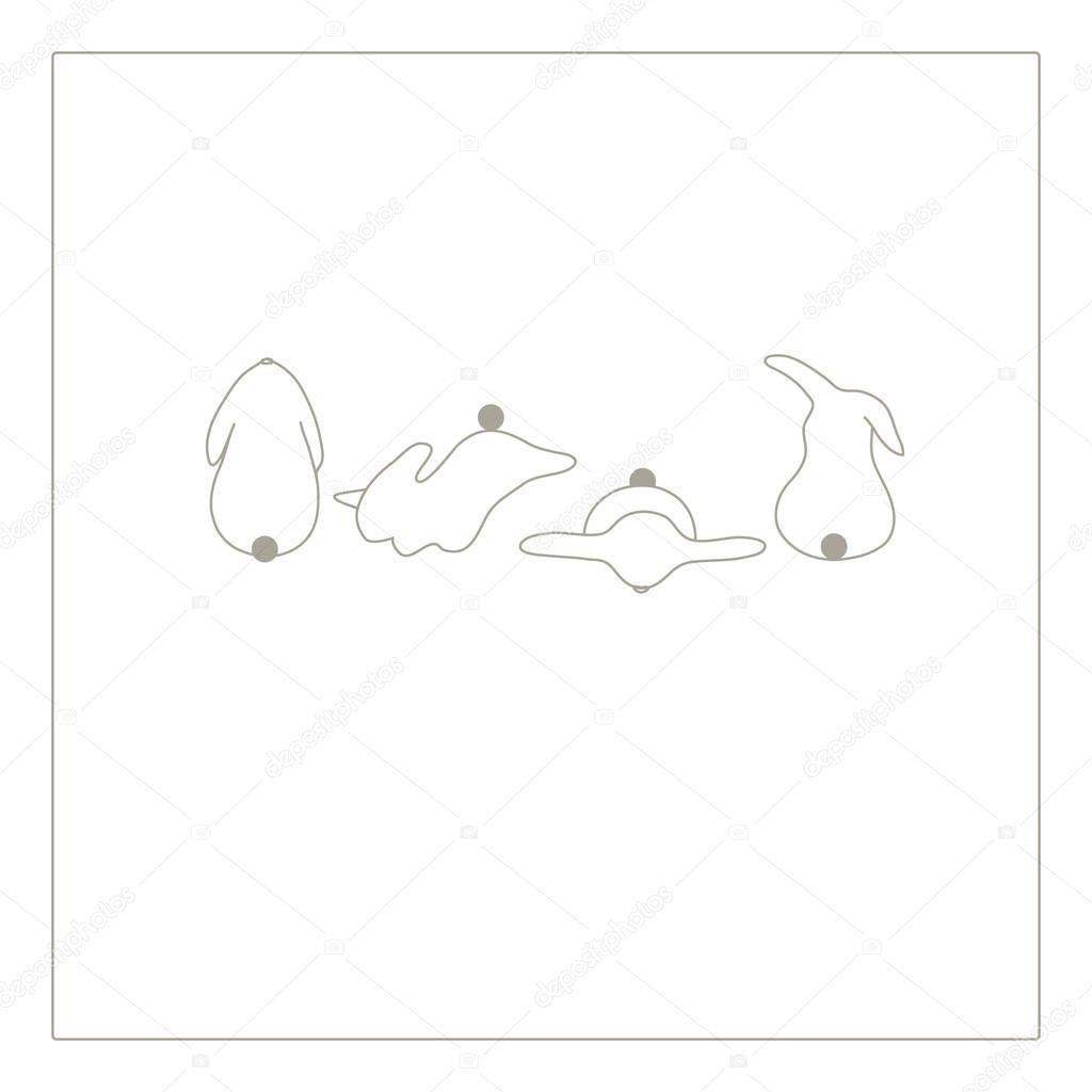 Easter bunnies. Modern, cute silhouettes of rabbits. Forest animals. Graphic hare. Children's, spring print.
