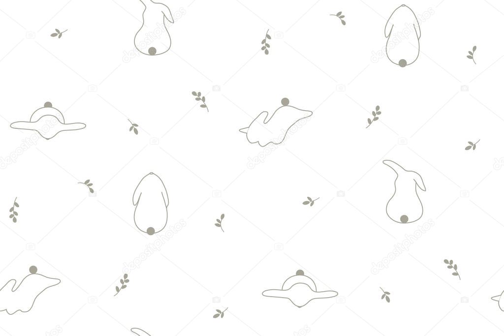 Easter bunnies. Modern, cute silhouettes of rabbits. Forest animals. Graphic hare. Children's, spring print.