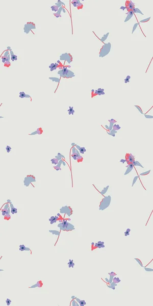 ライラックの森の花 グレコマ ミント プルモナリア プルネラ 草の牧草地の植物 花のデザイン 現代のカラースキームでベクトル花 庭の植物 植物図 — ストックベクタ