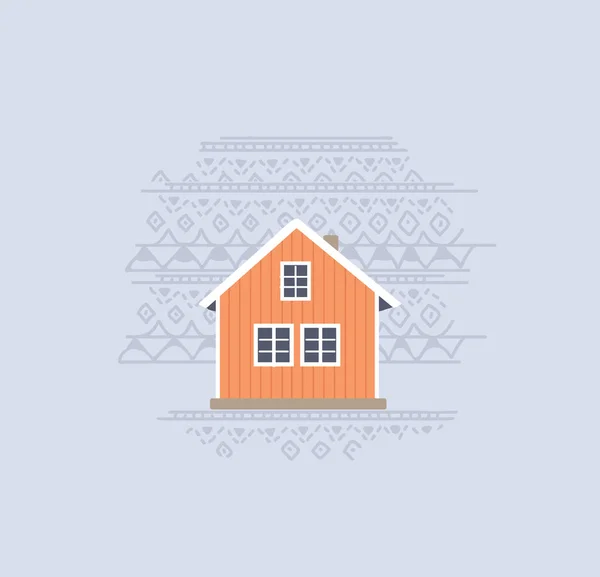 Orange Norwegian House Fisherman House Ocean Lofoten Snow Country Housing — Stock Vector