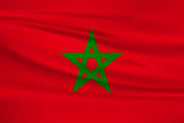 Fas bayrak vektör simgesi, rüzgarda dalgalanan Fas bayrağı.