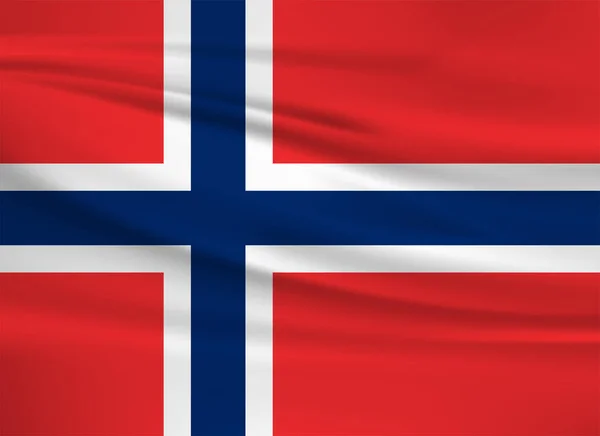 Noruega Icono Del Vector Bandera Bandera Noruega Ondeando Viento — Archivo Imágenes Vectoriales