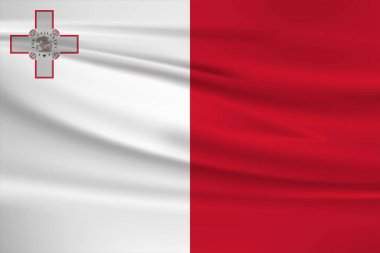 Malta bayrak vektör simgesi, rüzgarda dalgalanan Malta bayrağı.