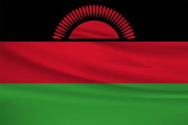 Malavi bayrak vektör simgesi, rüzgarda dalgalanan Malavi bayrağı.