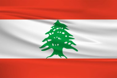 Lebanon flag vector icon, Lebanon flag waving in the wind. clipart