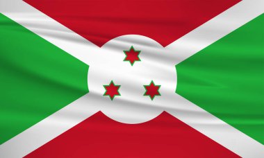 Burundi bayrak vektör simgesi, Burundi bayrağı rüzgarda dalgalanıyor.