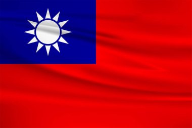 Tayvan bayrak vektör simgesi, rüzgarda dalgalanan Tayvan bayrağı.