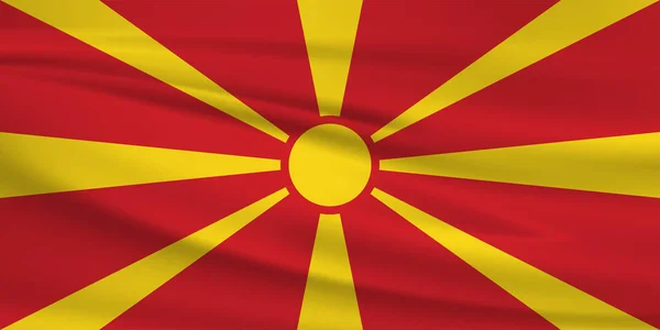 Drapeau Macédoine Icône Vectorielle Drapeau Macédoine Agitant Dans Vent — Image vectorielle