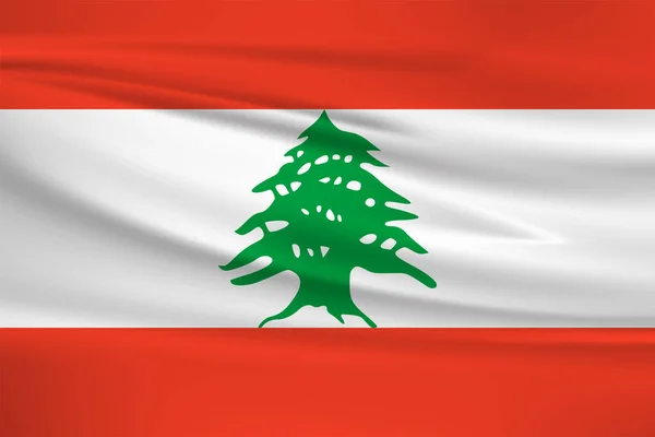 Drapeau Liban Icône Vectorielle Drapeau Liban Agitant Dans Vent — Image vectorielle