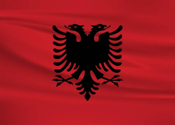 Albania Icono Del Vector Bandera Albania Bandera Ondeando Viento — Vector de stock