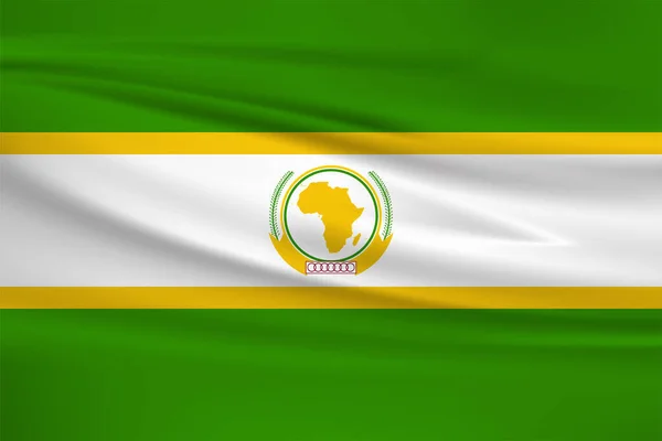 Icône Vectorielle Drapeau Union Africaine Drapeau Union Africaine Agitant Vent — Image vectorielle