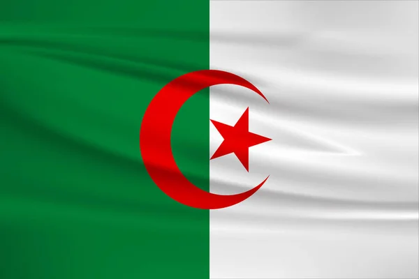 Vektorová Ikona Vlajky Alžírska Vlajka Alžírska Mávající Větru — Stockový vektor