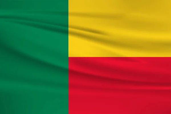 Benin Zászló Vektor Ikon Benin Zászló Integetett Szélben — Stock Vector