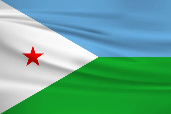 Icono Del Vector Bandera Djibouti Bandera Djibouti Ondeando Viento — Archivo Imágenes Vectoriales