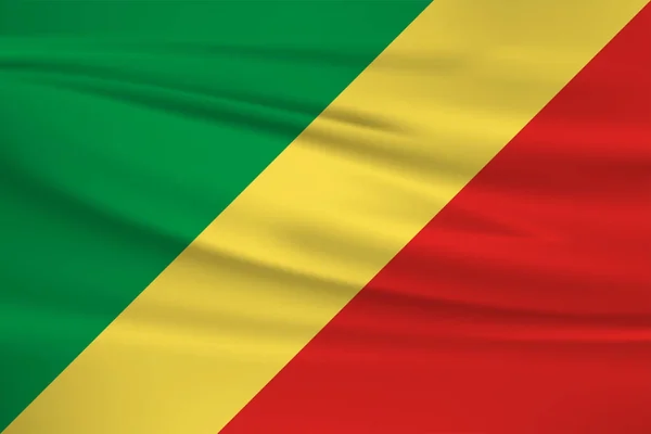 Kongói Köztársaság Zászló Vektor Ikon Kongói Köztársaság Zászló Integetett Szél — Stock Vector