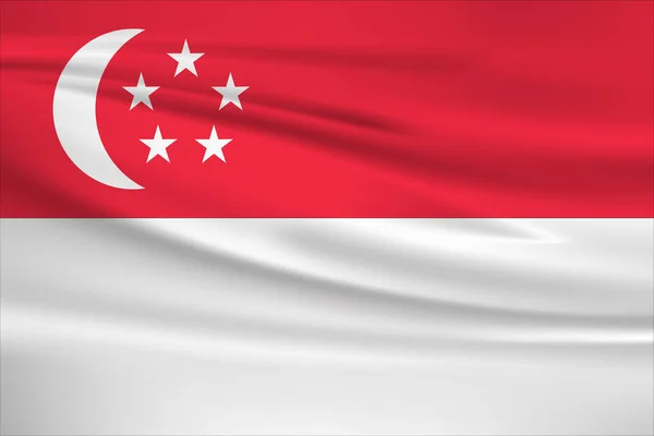 Bandera Singapur Vector Icono Bandera Singapur Ondeando Viento — Vector de stock