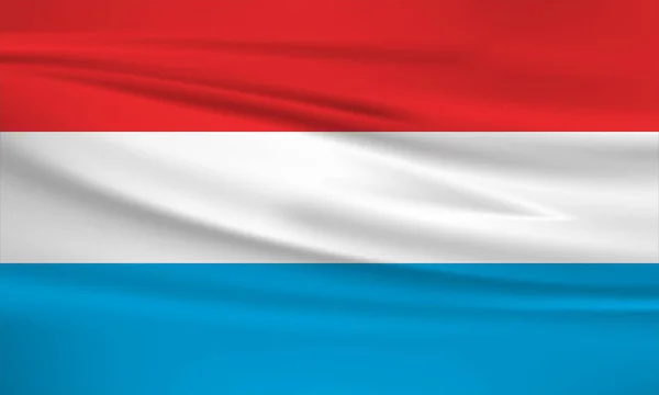 Icône Vectorielle Drapeau Luxembourgeois Drapeau Luxembourgeois Agitant Vent — Image vectorielle