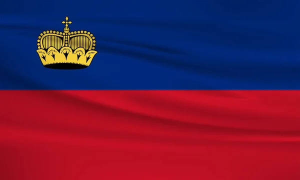Lichtenštejnská Vlajková Ikona Lichtenštejnská Vlajka Vlnící Větru — Stockový vektor