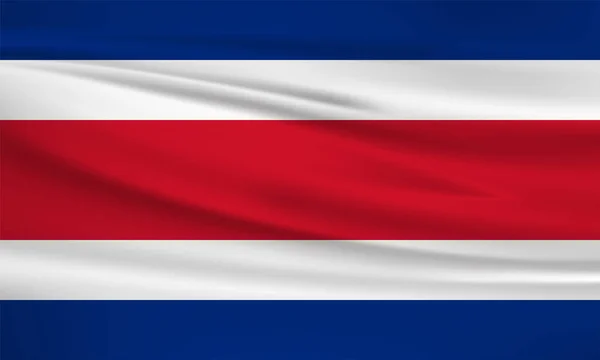 Ícone Vetor Bandeira Costa Rica Bandeira Costa Rica Acenando Vento — Vetor de Stock