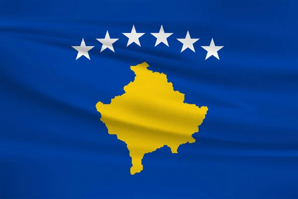 Icône Vectorielle Drapeau Kosovo Drapeau Kosovo Agitant Vent — Image vectorielle