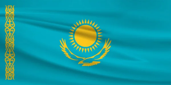 Kazakhstan Flag Vector Icon Kazakhstan Flag Waving Wind — Stock Vector