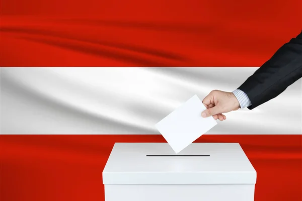 Wahl Österreich Die Hand Eines Mannes Der Seine Stimme Die — Stockfoto