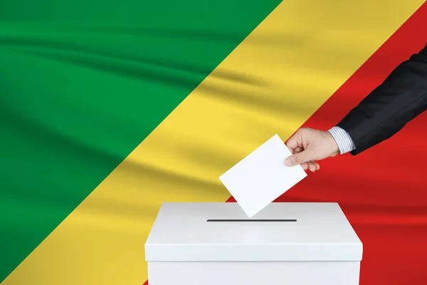 Election République Congo Main Homme Qui Met Son Vote Dans — Photo