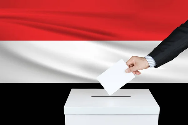 Wahl Jemen Die Hand Eines Mannes Der Seine Stimme Die — Stockfoto