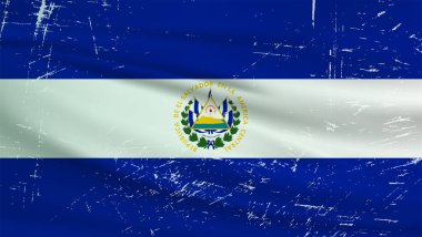 Grunge El Salvador bayrağı. El Salvador bayrağı, sallanan grunge desenli. Vektör arkaplanı.