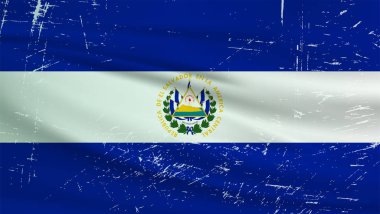 Grunge El Salvador bayrağı. El Salvador bayrağı, sallanan grunge desenli. Vektör arkaplanı.