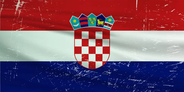 Grunge Kroatiens Flagga Kroatien Flagga Med Viftande Grunge Konsistens Vektor — Stock vektor