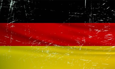 Grunge Almanya bayrağı. Sallanan grunge dokusuyla Almanya bayrağı. Vektör arkaplanı.