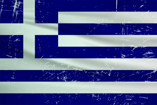 ギリシャの国旗を掲揚する ギリシャのフラグは グランジのテクスチャを振って ベクトル背景 — ストックベクタ