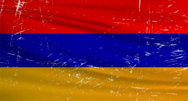 Grunge Armenia flag. Armenia flag with waving grunge texture.  Vector background.