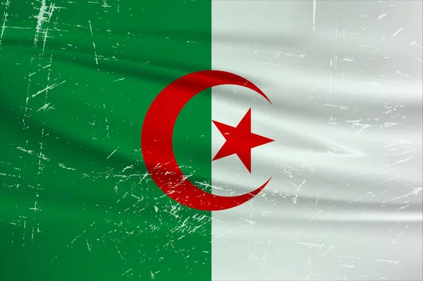 Grunge Algerien Flagge Algerische Flagge Mit Wehendem Grunge Vektorhintergrund — Stockvektor