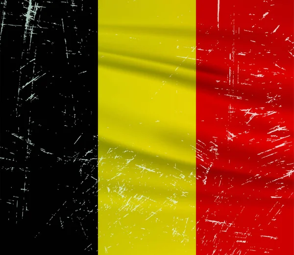 벨기에 국기를 기에는 질감을 흔들면서 깃발을 그린다 — 스톡 벡터