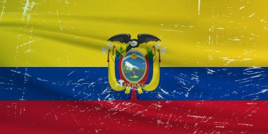 Grunge Ecuador flag. Ecuador flag with waving grunge texture.  Vector background.
