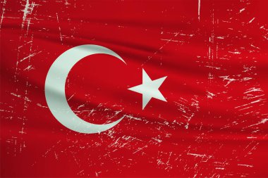 Grunge Turkey flag. Turkey flag with waving grunge texture.  Vector background.