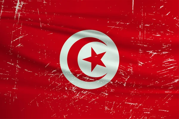 Grunge Tunisfahne Tunesienfahne Mit Wehender Grunge Textur Vektorhintergrund — Stockvektor