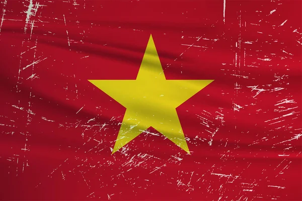 Гранж Флаг Вьетнама Флаг Вьетнама Размахивающей Текстурой Гранжа Векторный Фон — стоковый вектор