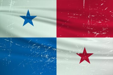 Grunge Panama flag. Panama flag with waving grunge texture.  Vector background.