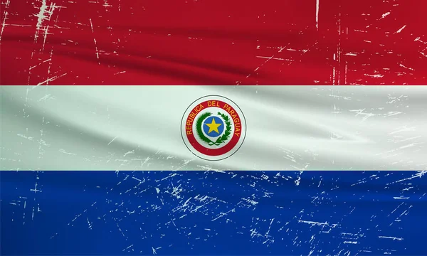 Grunge Flagge Paraguays Paraguay Flagge Mit Wehender Grunge Textur Vektorhintergrund — Stockvektor