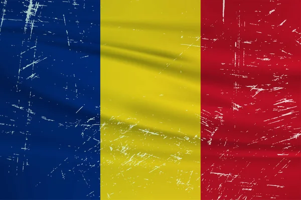 Grunge Rumänien Flagge Rumänien Flagge Mit Wehendem Grunge Vektorhintergrund — Stockvektor