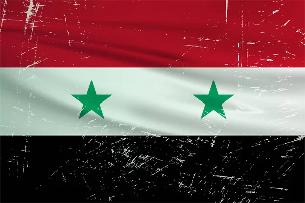 Grunge Bandiera Siriana Bandiera Siria Con Sventolando Grunge Texture Sfondo — Vettoriale Stock