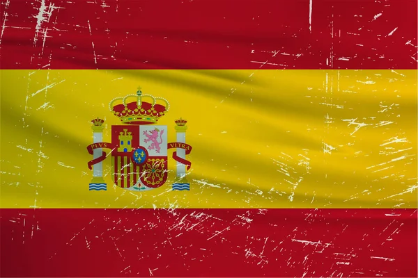 Grunge Spanyolország Zászló Spanyol Zászló Hullámzó Grunge Textúrával Vektorháttér — Stock Vector